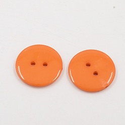 Dark Orange Acrylic Sewing Buttons, Plastic Buttons for Costume Design, 2-Hole, Dyed, Flat Round, Dark Orange, 15x2mm, Hole: 1mm