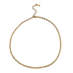 Real 18K Gold Plated 304 Stainless Steel Boston Link Chain Necklace, Real 18K Gold Plated, 16~16-1/8 inch(40.8~41cm)