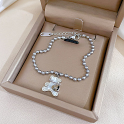 M336 Silver [All-titanium steel] Elegant Love Bear Mother Lucky Minimalist Chain Bracelet - Vintage Bestie.