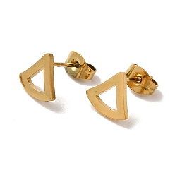 Golden Vacuum Plating 304 Stainless Steel Stud Earrings, Hollow Triangle, Golden, 8.5x9mm