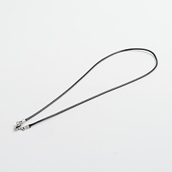 Черный Вощеный шнур ожерелье решений, с платиновым латуни омаров застежками, чёрные, 17.72 дюйм (45 см), о 100strands / мешок