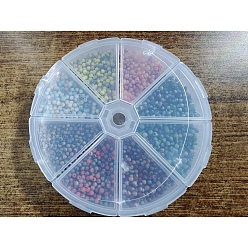 Mixed Color PandaHall Elite 2400Pcs 24 Style Frosted Electroplate Glass Beads Strands, Half Plated, Round, Mixed Color, 3mm, Hole: 0.5mm, 100pcs/style