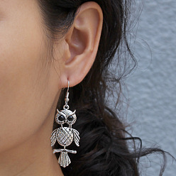 ancient silver Fashionable Metal Bird Earrings - Forest Animal Earrings for Women.