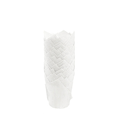 Blanco Tazas para hornear magdalenas de papel de tulipán, moldes para muffins a prueba de grasa soportes para hornear envoltorios, blanco, 50x80 mm