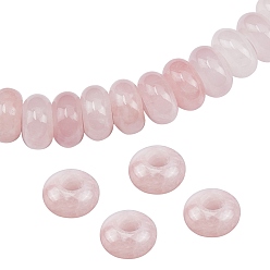 Cuarzo Rosa Sunnyclue cuentas de agujero grande europeo de cuarzo rosa natural, Rondana plana, 13~14x7~8 mm, agujero: 5 mm, 15 unidades / caja