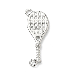 Платина Латунные микропаве прозрачные подвески с фианитом, прелести ракетки, без кадмия и без свинца, долговечный, стойки покрытие, платина, 22x8.5x2.5 мм, отверстие : 1.2 мм