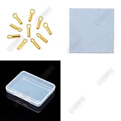 Doré  20pcs 925 embouts de cordon en argent sterling, 1 Chiffon à polir l'argenterie en tissu, or, 6~7x1.5mm, Trou: 1.5mm, diamètre intérieur: 1 mm