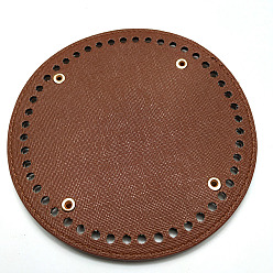 Saddle Brown PU Leahter Knitting Crochet Bags Bottom, Round, Bag Shaper Base Replacement Accessaries, Saddle Brown, 15cm, Hole: 5mm