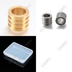 Real Gold Plated & Stainless Steel Color 20Pcs 2 Styles 304 Stainless Steel Beads, Column, Real Gold Plated & Stainless Steel Color, 9~10x8~10mm, Hole: 6.5~7mm, 10pcs/style