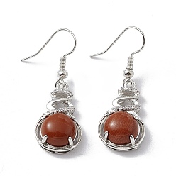 Красный Камень Серьги-подвески из натуральной красной яшмы с кристаллами и стразами, платиновые латунные украшения для женщин, 39 мм, штифты : 0.6 мм