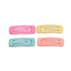 Mixed Color Rectangle Spray Painted Iron Snap Hair Clip for Girls, Mixed Color, 10.5x31.5x3mm, 4pcs/card