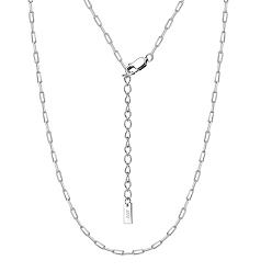Real Platinum Plated Rhodium Plated 925 Sterling Silver Paperclip Chain Necklace, with S925 Stamp, Real Platinum Plated, 21.65 inch(55cm)