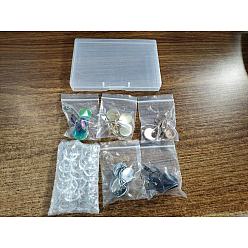 Mixed Color Unicraftale DIY Earring Making Kits, Including Flat Round 304 Stainless Steel Ear Nuts and Transparent Glass Cabochons, Mixed Color, 40pcs/box