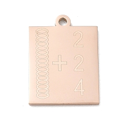 Rose Gold 304 Stainless Steel Pendants, Abacus Charms, Polishing, Ion Plating(IP), Rose Gold, 22x16x1.5mm, Hole: 1.9mm