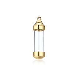 Golden 316L Stainless Steel Urn Glass Bottle Pendants, for Commemoration, Excluding Chain, Column, Golden, 40.5x12mm, Hole: 5mm