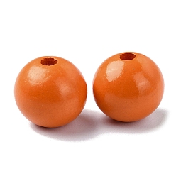 Dark Orange Wood Large Hole European Beads, Round, Dark Orange, 19~20x18mm, Hole: 4.2mm