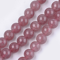 Quartz Fraise Naturel de fraise de quartz brins de perles, ronde, 10mm, Trou: 1mm, Environ 38~39 pcs/chapelet, 15.3 pouce