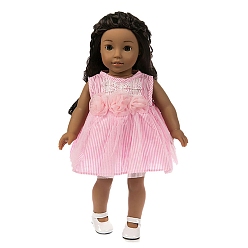 Pink Полосатый узор летнее тканевое кукольное платье без рукавов, наряды для кукол, для 18 дюймовая кукла аксессуары для переодевания, розовые, 430 мм
