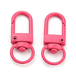 Hot Pink Zinc Alloy Baking Paint Swivel Snap Hooks Clasps, Hot Pink, 33.5x13.5x5.5mm, Hole: 9mm