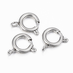 Нержавеющая Сталь Цвет Не тускнеет 304 гладкая поверхность из нержавеющей стали пружинные застежки-кольца, цвет нержавеющей стали, 14x10x2 мм, отверстие : 2.5 мм