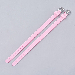 Pearl Pink Silicone Watch Bands, with 201 Stainless Steel Clasps, Pearl Pink, 8-7/8 inch(22.5~22.7cm), 10x3mm