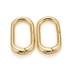 Real 18K Gold Plated Brass Spring Gate Rings, Long-Lasting Plated, Oval, Real 18K Gold Plated, 19.5x12x2.6mm