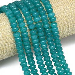 Teal Natural Malaysia Jade Beads Strands, Dyed & Heated, Rondelle, Teal, 6~6.5x3.8~4.5mm, Hole: 0.9~1mm, about 92~94pcs/strand, 14.96''~15.35''(38~39cm)
