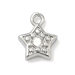 Прозрачный Латунные микро проложить кубического циркония прелести, звезды прелести, без кадмия и без свинца, долговечный, стойки покрытие, платина, прозрачные, 8x6.5x1.7 мм, отверстие : 1 мм