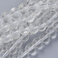 Clear Glass Beads Strands, Round, Clear, 10mm, Hole: 1.6mm, about 30pcs/strand, 9.4 inch~10.6 inch(24~27cm), about 27strands/bag, 1000g/bag