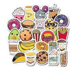 Food Waterproof PVC Plastic Sticker Labels, Self-adhesion, for Card-Making, Scrapbooking, Diary, Planner, Cup, Mobile Phone Shell, Notebooks, Food Pattern, 5~8cm, about 40pcs/set