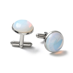 Опал 304 пуговицы на манжетах из нержавеющей стали., с опалитом, для аксессуаров одежды, полукруглый, 30~31x17.5 мм