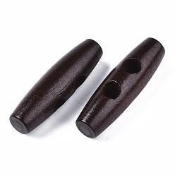 Кокосово-Коричневый 2-луночные пуговицы из дерева, овальные, кокосового коричневый, 39.5x12x11 мм, отверстие : 5 мм