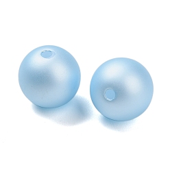 Небесно-голубой Матовые пластиковые бусины с имитацией жемчуга, круглые, голубой, 10 мм, отверстие : 1.8 мм