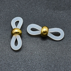 Golden Eco-Friendly Eyeglass Holders, Glasses Rubber Loop Ends, with Brass Findings, Clear, Golden, 20x6mm, Hole: 2.5x5mm