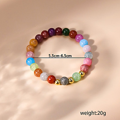 Смешанные камни Женские эластичные браслеты с круглыми бусинами и натуральными смешанными драгоценными камнями, внутренний диаметр: 1/4 дюйм(0.55см)~ 1/4 дюйм(0.65см)