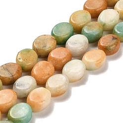 Sandy Brown Natural Dolomite Beads Strands, Dyed, Flat Oval, Sandy Brown, 9.5~10x7.5~8x4.5mm, Hole: 1.2mm, about 42~44pcs/strand, 15.35~15.94 inch(39~40.5cm)