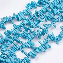 Howlite Dyed Natural Howlite Nuggets Beads Strands, Dark Turquoise, 12~20x6~10x3~10mm, Hole: 1mm, about 104pcs/strand, 15.7 inch