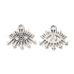 Antique Silver Tibetan Style Alloy Pendant Rhinestone Settings, Eye, Nickel, Antique Silver, Fit for 0.9mm and 1mm Rhinestone, 20x22x1mm, Hole: 2.3mm, , about 500pcs/500g