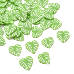 Светло-зеленый Бусины из полимерной глины , лист, без отверстия , светло-зеленый, 5.5~6.5x6~7x0.5~0.7 мм, Около 8333 шт / 500 г