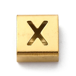 Letter X Ионное покрытие (ip) 304 квадратные подвески-слайдеры из нержавеющей стали, золотые, Письмо X, 9x8x4 мм, отверстие : 3.5x8.5 мм