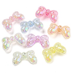 Mixed Color UV Plating Transparent Acrylic Beads, Iridescent Bowknot, Mixed Color, 16.5x27x7.5mm, Hole: 2.2mm