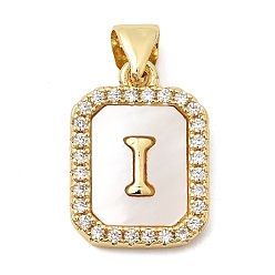 Letter I Латунные микропаве прозрачные подвески с фианитом, с естественной оболочке, без кадмия и без свинца, долговечный, стойки покрытие, Буква "i", 16.5x12x2 мм, отверстие : 4x3 мм