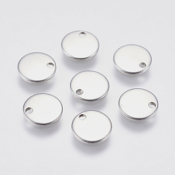 Stainless Steel Color 304 Stainless Steel Charms, Flat Round, Stamping Blank Tag, Stainless Steel Color, 8x0.8mm, Hole: 1mm