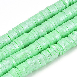 Medium Spring Green Eco-Friendly Handmade Polymer Clay Beads, for DIY Jewelry Crafts Supplies, Disc/Flat Round, Medium Spring Green, 6x1mm, Hole: 2mm