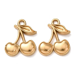 Вишня 304 прелести нержавеющей стали, фруктовое очарование, ионное покрытие (ip), золотые, вишня, 18x14.5x2.5 мм, отверстие : 1.8 мм