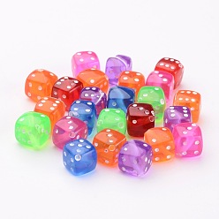 Mixed Color Transparent Acrylic Beads, Mixed Color, Dice, about 8mm in diameter, hole: about 1mm, about 1050pcs/500g