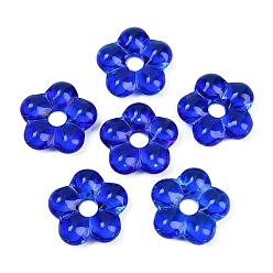 Синий Прозрачные стеклянные бусины, цветок, синие, 24x25x7 мм, отверстие : 6 мм