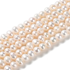 PapayaWhip Natural Cultured Freshwater Pearl Beads Strands, Potato, Grade 3A, PapayaWhip, 3.5~5.5x4~4.5mm, Hole: 0.5mm, about 80pcs/strand, 13.86 inch(35.2cm)