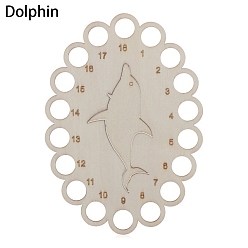 Dolphin Wooden Embroidery Thread Plate, Cross Stitch Threading Board Tools, Oval, Dolphin, 15x10.6cm