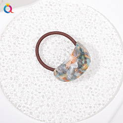 Oval Acetic Acid Head Rope - Blue Rice Color Versatile and Durable Acetate Hair Tie with Chic Ponytail Holder Design